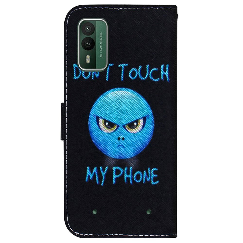 Nokia XR21 Leather Wallet Case w. Print - "Don't Touch My Phone"