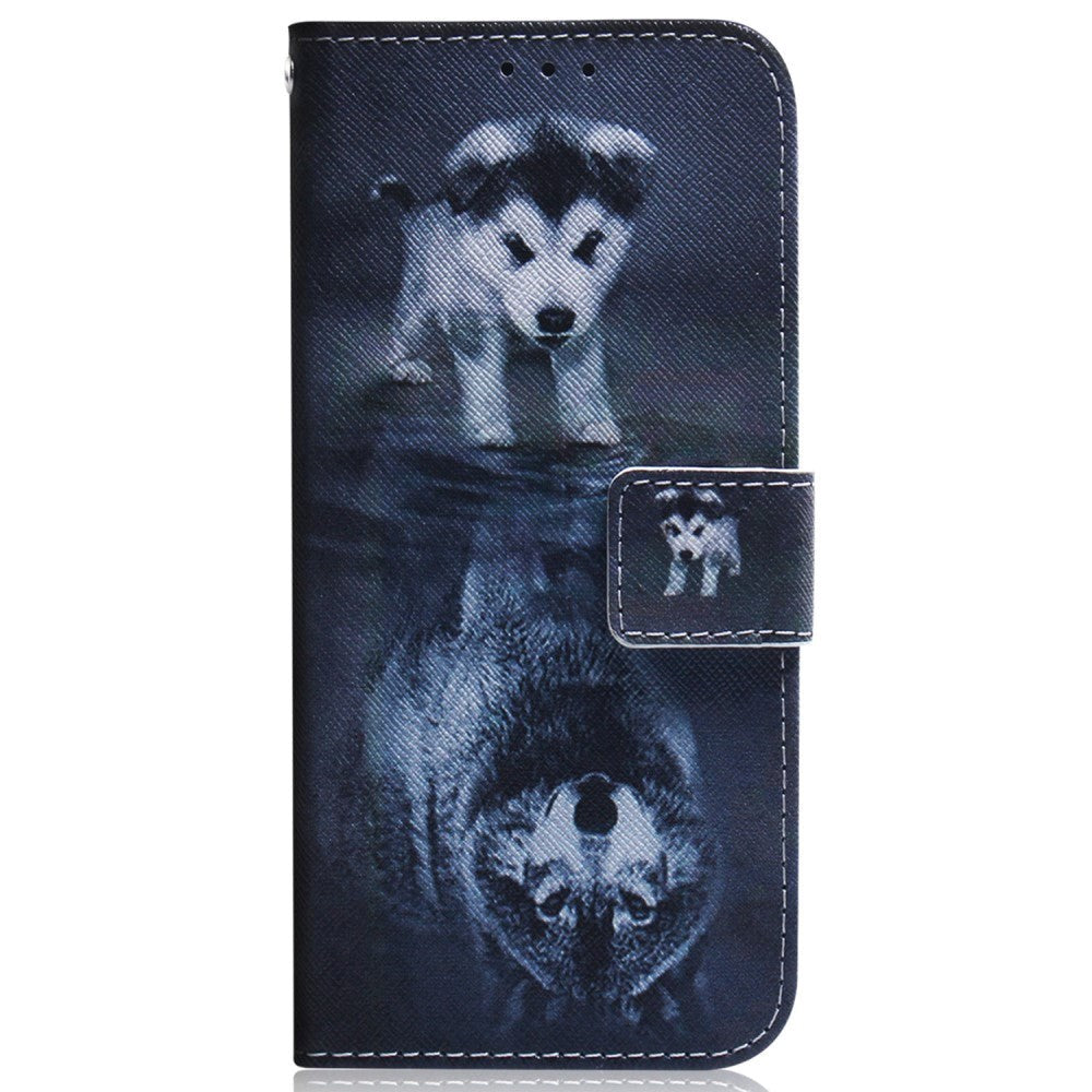 Nokia XR21 Leather Wallet Case w. Print - Dog and Wolf