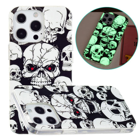 iPhone 15 Pro Luminescent Flexible Case of Plastic w. Print - Skull