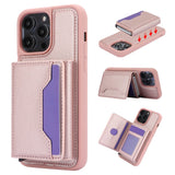 iPhone 15 Leather Covered Plastic Case w. Magnetic Detachable Wallet - Rose Gold