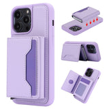 iPhone 15 Pro Leather Covered Plastic Case w. Magnetic Detachable Wallet - Purple