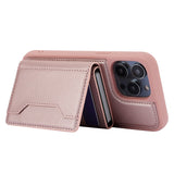 iPhone 15 Pro Leather Covered Plastic Case w. Magnetic Detachable Wallet - Rose Gold