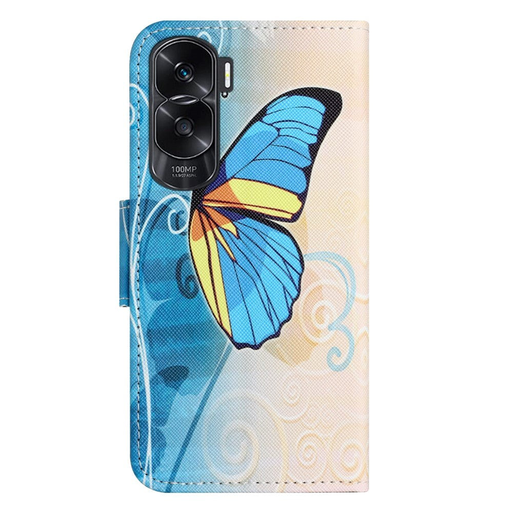 Honor 90 Lite Leather Case w. Wallet & Stand Function - Butterfly