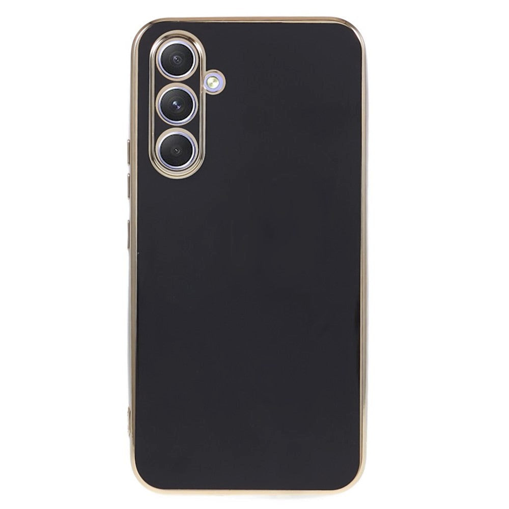 Samsung Galaxy A25 (5G) Flexible Plastic Case w. Gold Edge - Black