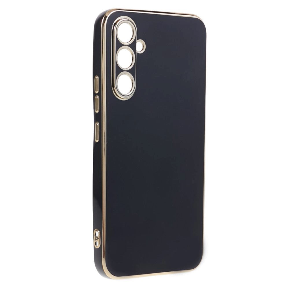 Samsung Galaxy A25 (5G) Flexible Plastic Case w. Gold Edge - Black