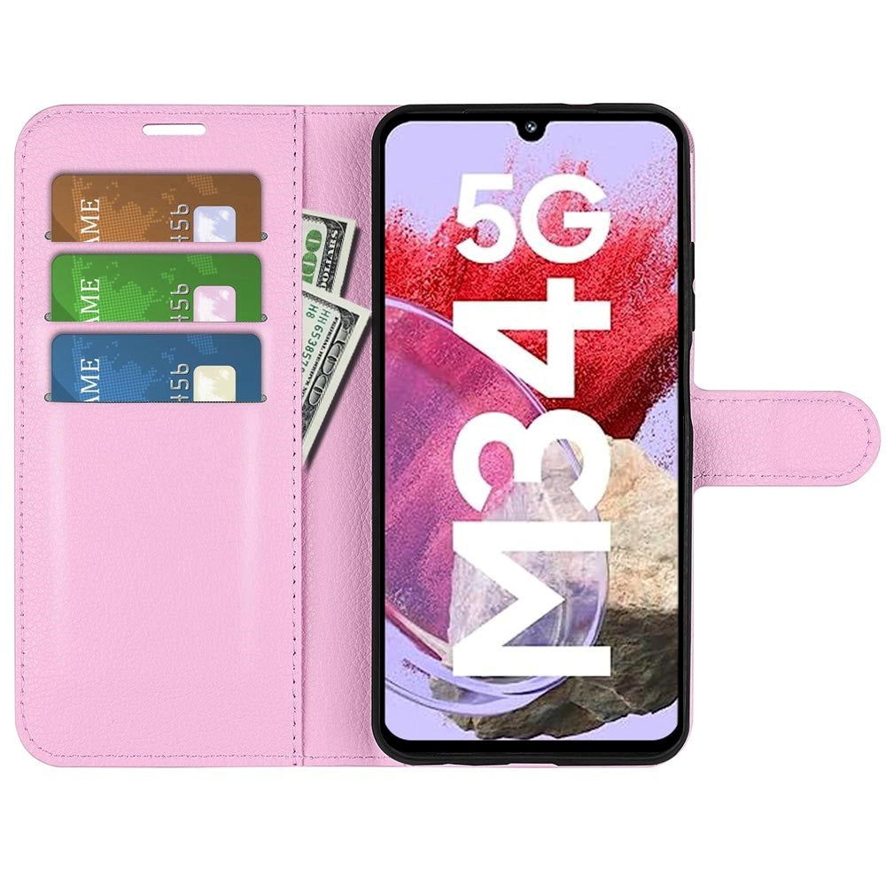 Samsung Galaxy M34 (5G) / F34 (5G) Litchi Leather Case w. Wallet - Baby Pink