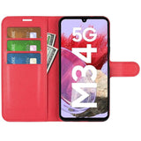 Samsung Galaxy M34 (5G) / F34 (5G) Litchi Leather Case w. Wallet - Red