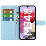 Samsung Galaxy M34 (5G) / F34 (5G) Litchi Leather Case w. Wallet - Light Blue