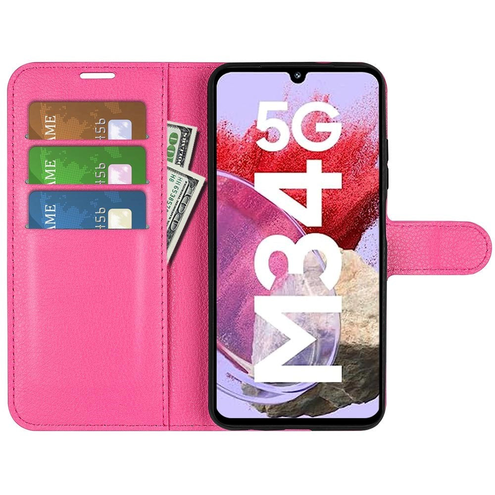 Samsung Galaxy M34 (5G) / F34 (5G) Litchi Leather Case w. Wallet - Pink