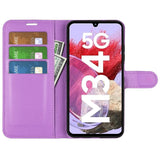 Samsung Galaxy M34 (5G) / F34 (5G) Litchi Leather Case w. Wallet - Purple