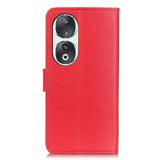 Honor 90 PU Litchi Leather Wallet Case - Red