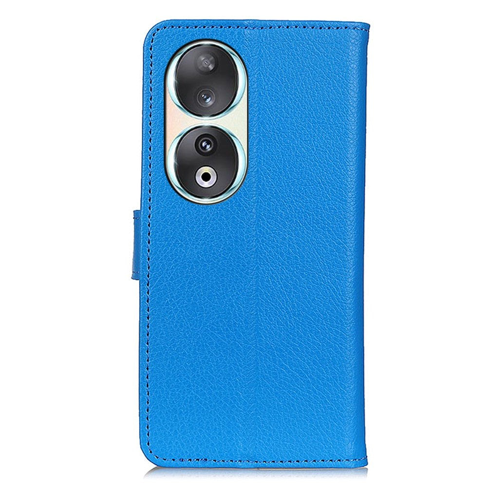 Honor 90 PU Litchi Leather Wallet Case - Blue