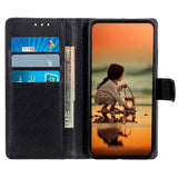 Sony Xperia 5 V Litchi Leather Flip Case w. Wallet - Black