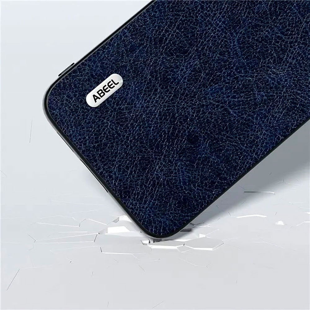 Sony Xperia 5 V Litchi Leather Covered Plastic Case - Dark Blue