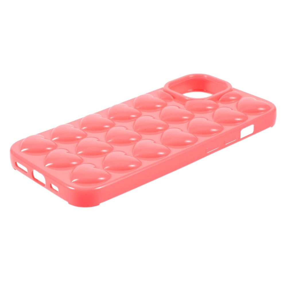 iPhone 15 Pro Flexible Plastic Case w. Small Hearts - Pink