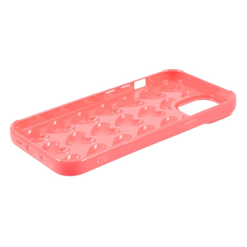 iPhone 15 Pro Flexible Plastic Case w. Small Hearts - Pink