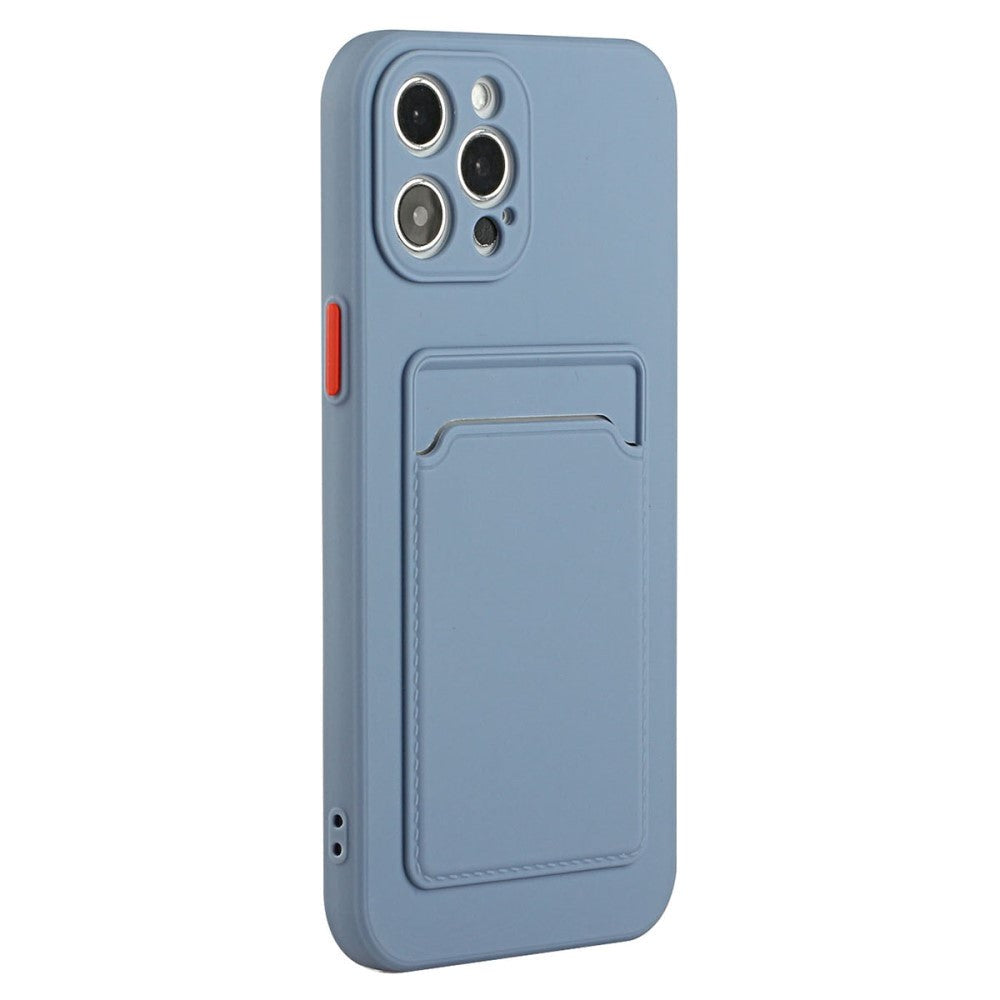 iPhone 15 Pro Flexible Plastic Case w. Card Holder - Blue