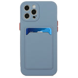 iPhone 15 Pro Flexible Plastic Case w. Card Holder - Blue