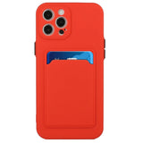 iPhone 15 Pro Flexible Plastic Case w. Card Holder - Red