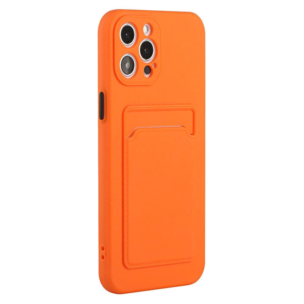 iPhone 15 Pro Flexible Plastic Case w. Card Holder - Orange