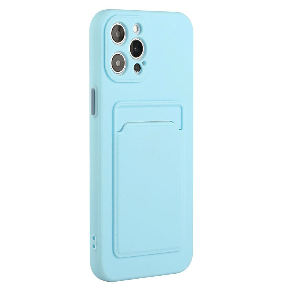 iPhone 15 Pro Flexible Plastic Case w. Card Holder - Light Blue