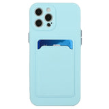 iPhone 15 Pro Flexible Plastic Case w. Card Holder - Light Blue