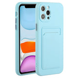 iPhone 15 Pro Flexible Plastic Case w. Card Holder - Light Blue