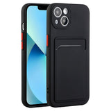 iPhone 15 Flexible Plastic Case w. Card Holder - Black