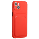 iPhone 15 Flexible Plastic Case w. Card Holder - Red