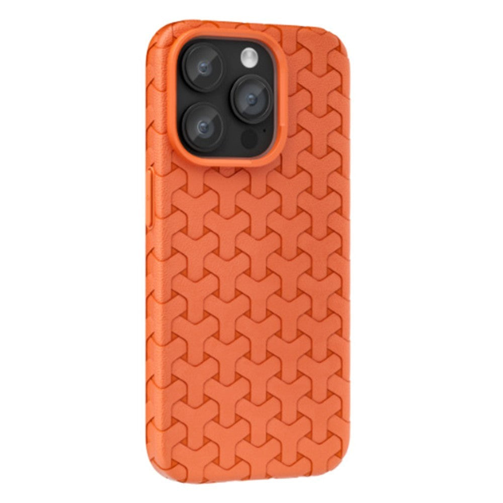 iPhone 15 Flexible Plastic Case - Braided Texture - Orange