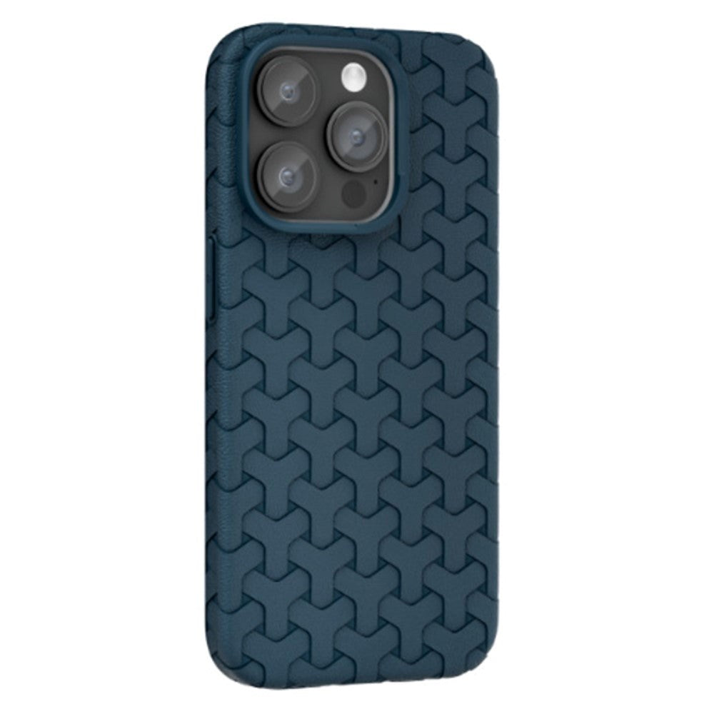 iPhone 15 Flexible Plastic Case - Braided Texture - Blue