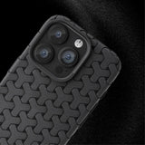 iPhone 15 Plus Flexible Plastic Case - Braided Texture - Black