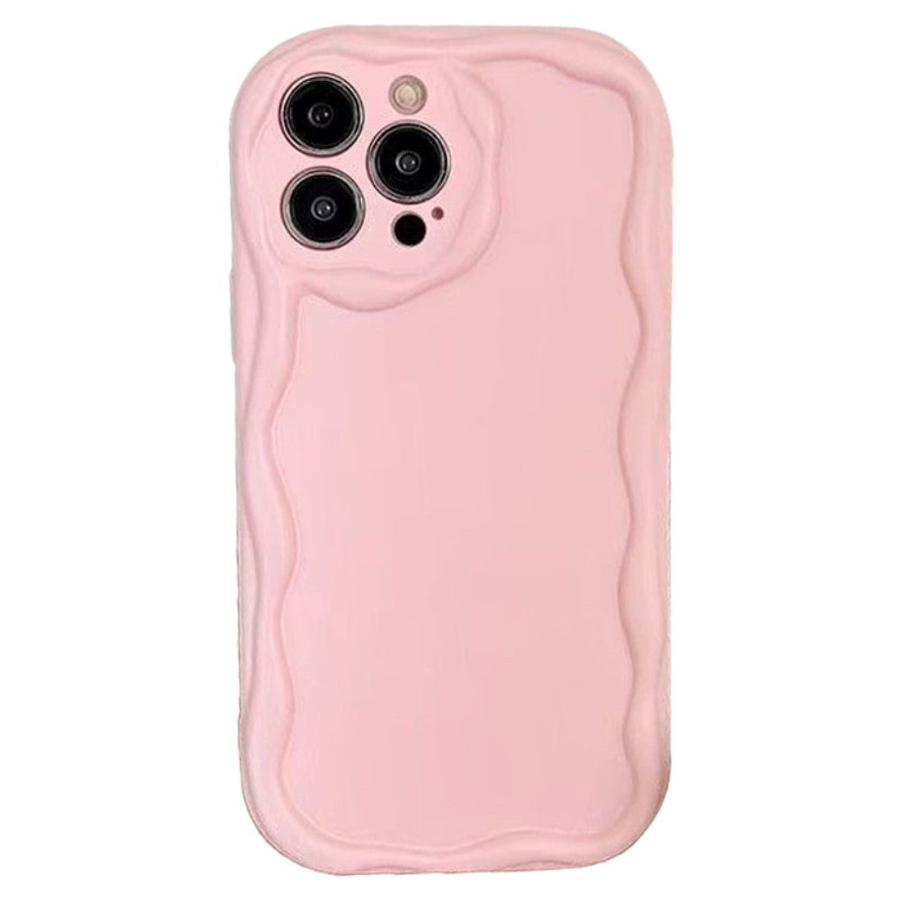 iPhone 15 Pro Flexible Plastic Case w. Wavy Edges - Pink