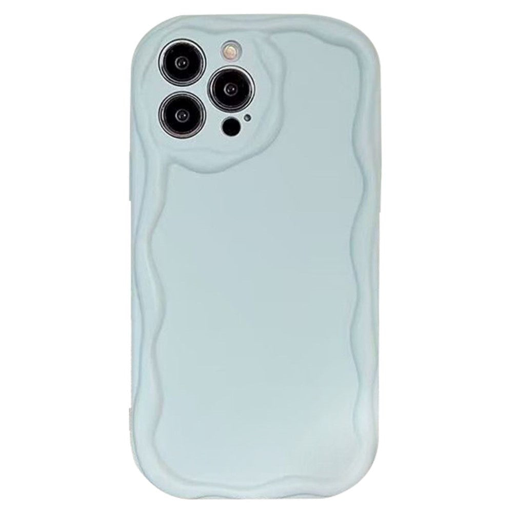 iPhone 15 Pro Flexible Plastic Case w. Wavy Edges - Light Blue