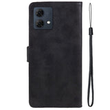 Motorola Moto G84 Leather Case with Wallet and Strap - Black