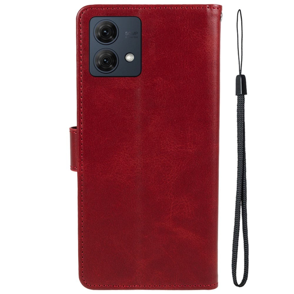 Motorola Moto G84 Leather Case with Wallet and Strap - Red