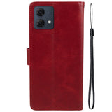 Motorola Moto G84 Leather Case with Wallet and Strap - Red