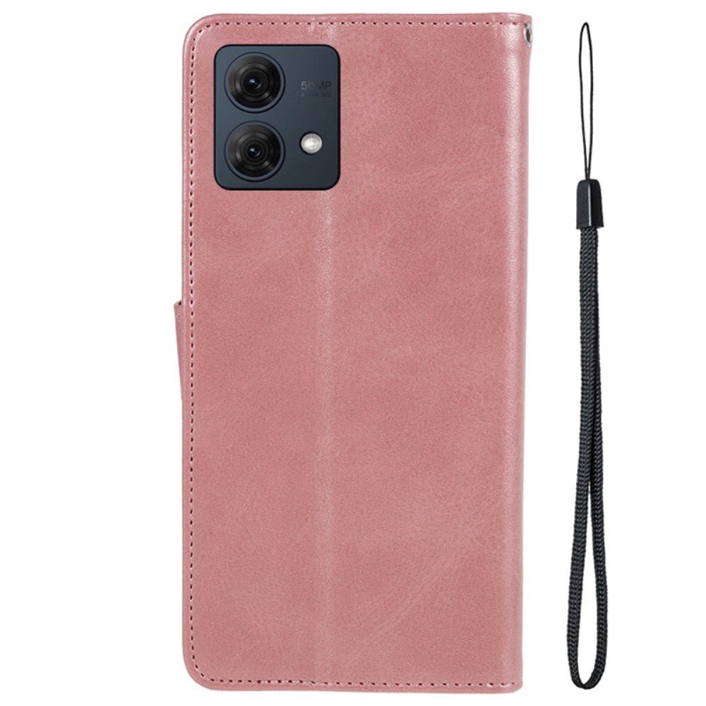 Motorola Moto G84 Leather Case with Wallet and Strap - Rose Gold