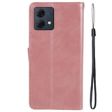 Motorola Moto G84 Leather Case with Wallet and Strap - Rose Gold