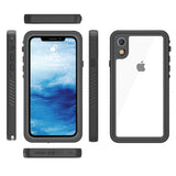 iPhone XR - Waterproof Hybrid Case with Built-in Screen Protector Film - Transparent / Black