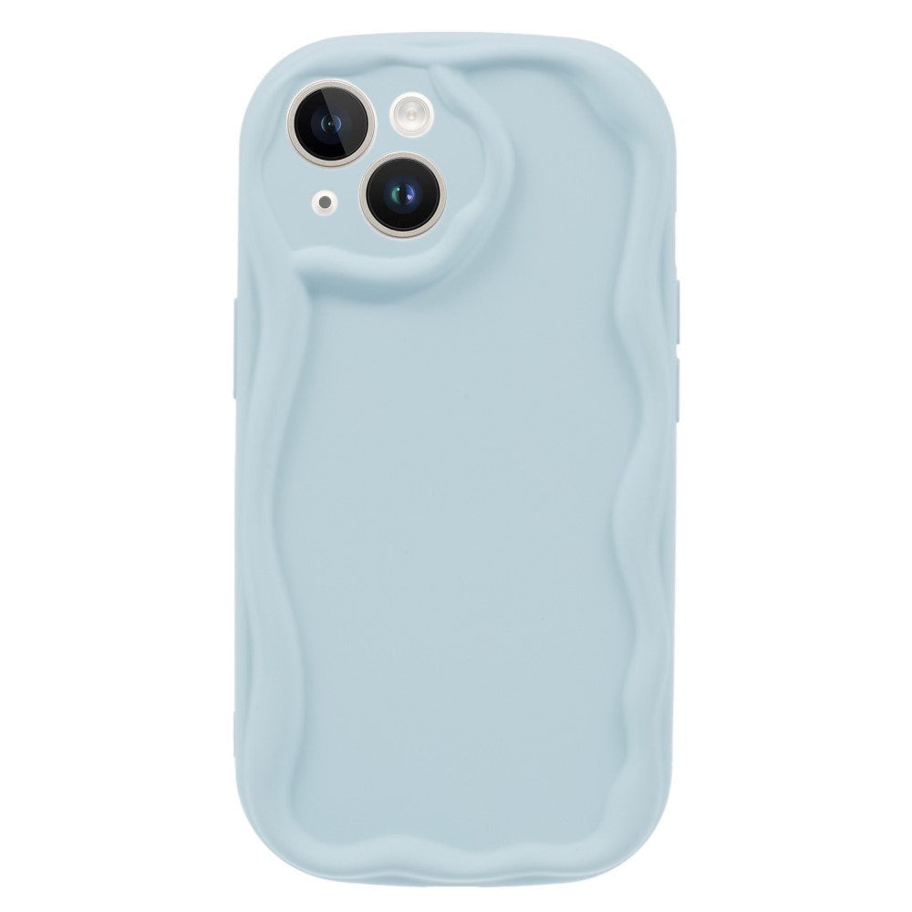 iPhone 13 Flexible Plastic Case w. Wavy Edges - Blue