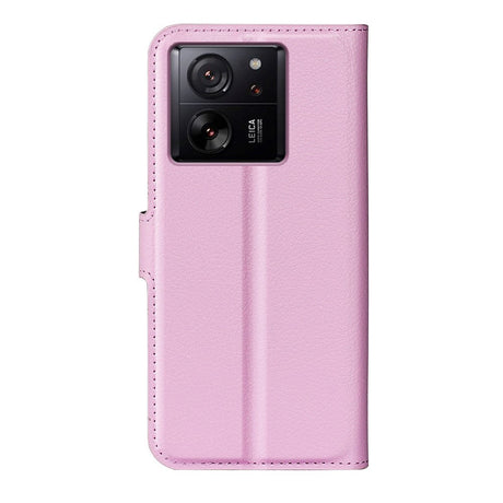 Xiaomi 13T / 13T Pro  Litchi Leather Flip Cover w. Wallet - Light Pink