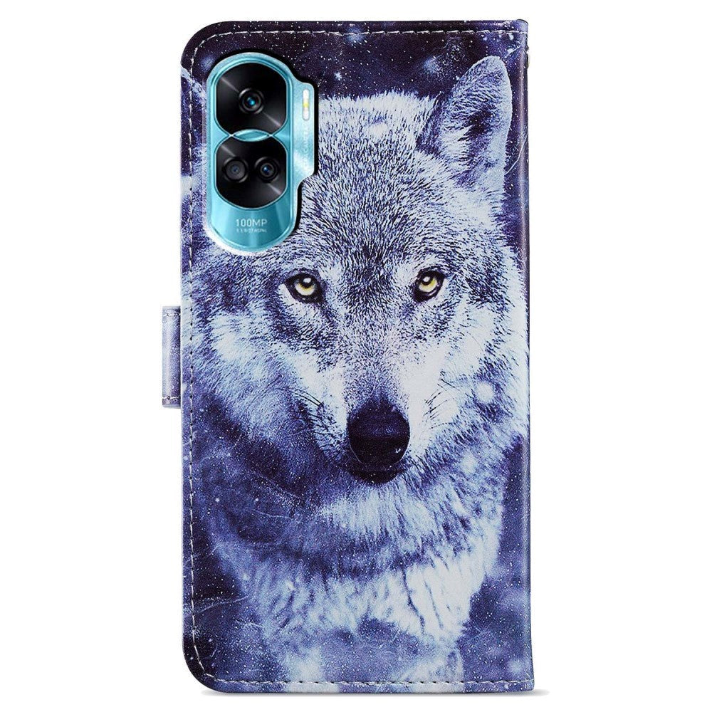 Honor 90 Lite PU Leather Case w. Wallet og Strap - Wolf