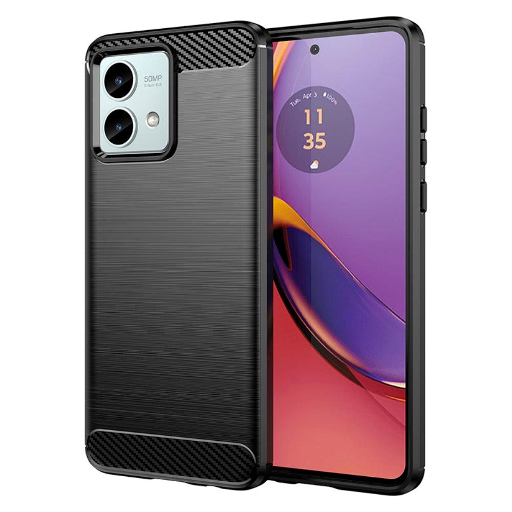 Motorola Moto G84 Brushed Carbon Plastic Case - Black