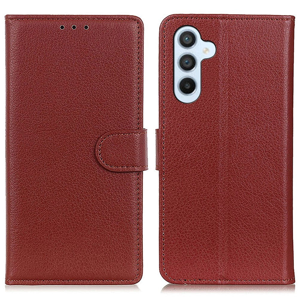 Samsung Galaxy A05s Litchi Leather Case w. Wallet - Brown