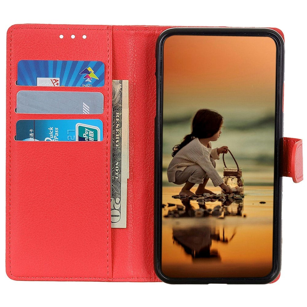 Samsung Galaxy A05s Litchi Leather Case w. Wallet - Red