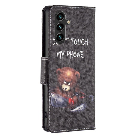 Samsung Galaxy A15 (5G) / A15 Leather Wallet Case & Print - "Don't Touch My Phone" - Bear