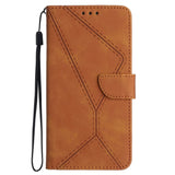 Motorola Edge 40 Neo Patterned Leather Case with Wallet and Strap - Brown