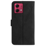 Motorola Edge 40 Neo Patterned Leather Case with Wallet and Strap - Black