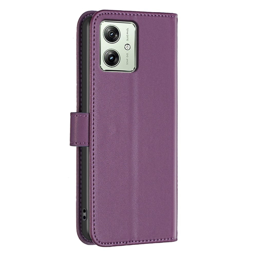 Motorola Moto G54 Leather Case w. Stand Function & Card Holder - Purple